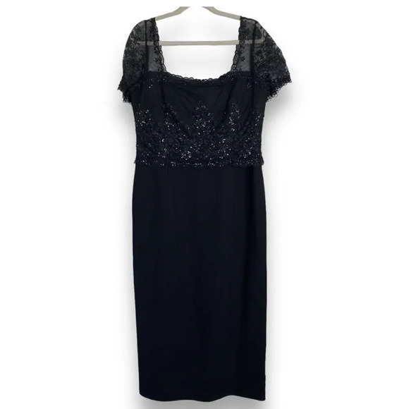 TERANI COUTURE Mother of the Bride Groom Black Formal Dress Size 16 Sequins - Picture 1 of 7